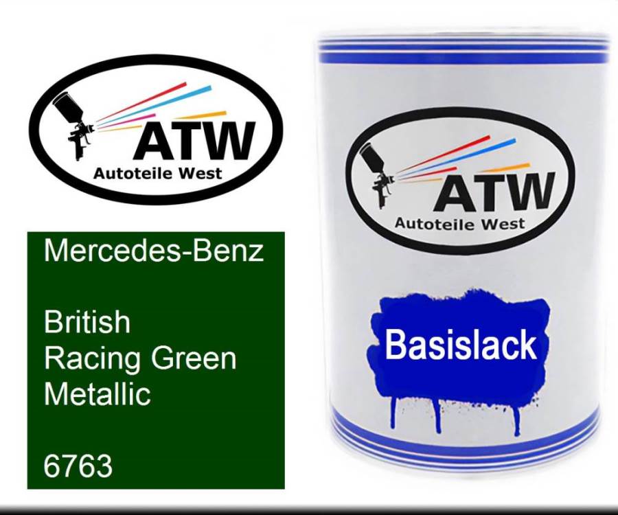 Mercedes-Benz, British Racing Green Metallic, 6763: 500ml Lackdose, von ATW Autoteile West.